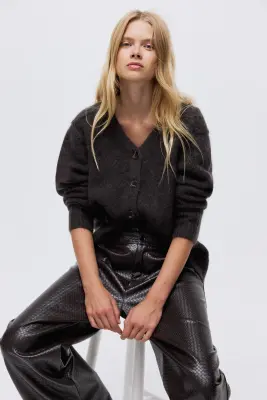 Gilet en mohair mélangé - Marron foncé — photo 2