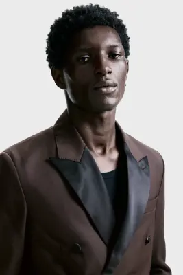 Veste de smoking Regular Fit en laine mélangée - Marron foncé — photo 1