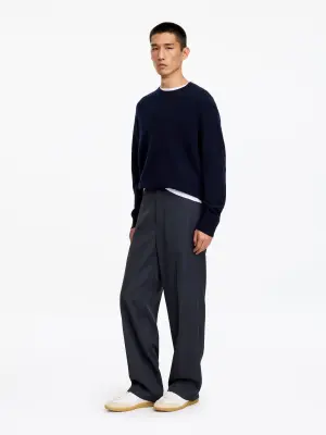 Pull en maille fine en laine - Bleu foncé — photo 2