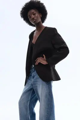 Blazer sans col - Noir — photo 2