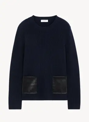 Pull en cuir et laine mérinos — photo 5