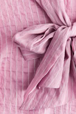 Blouse froissée avec col à nouer - Rose ancien/rayé — photo 5