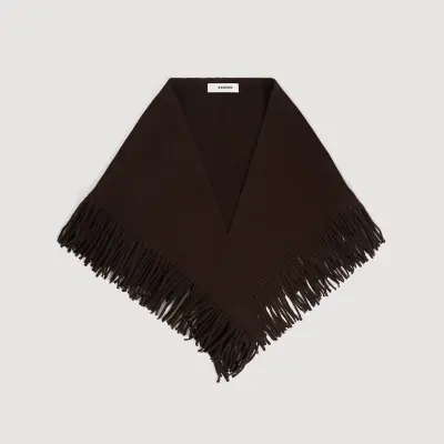 Foulard triangle en laine à franges