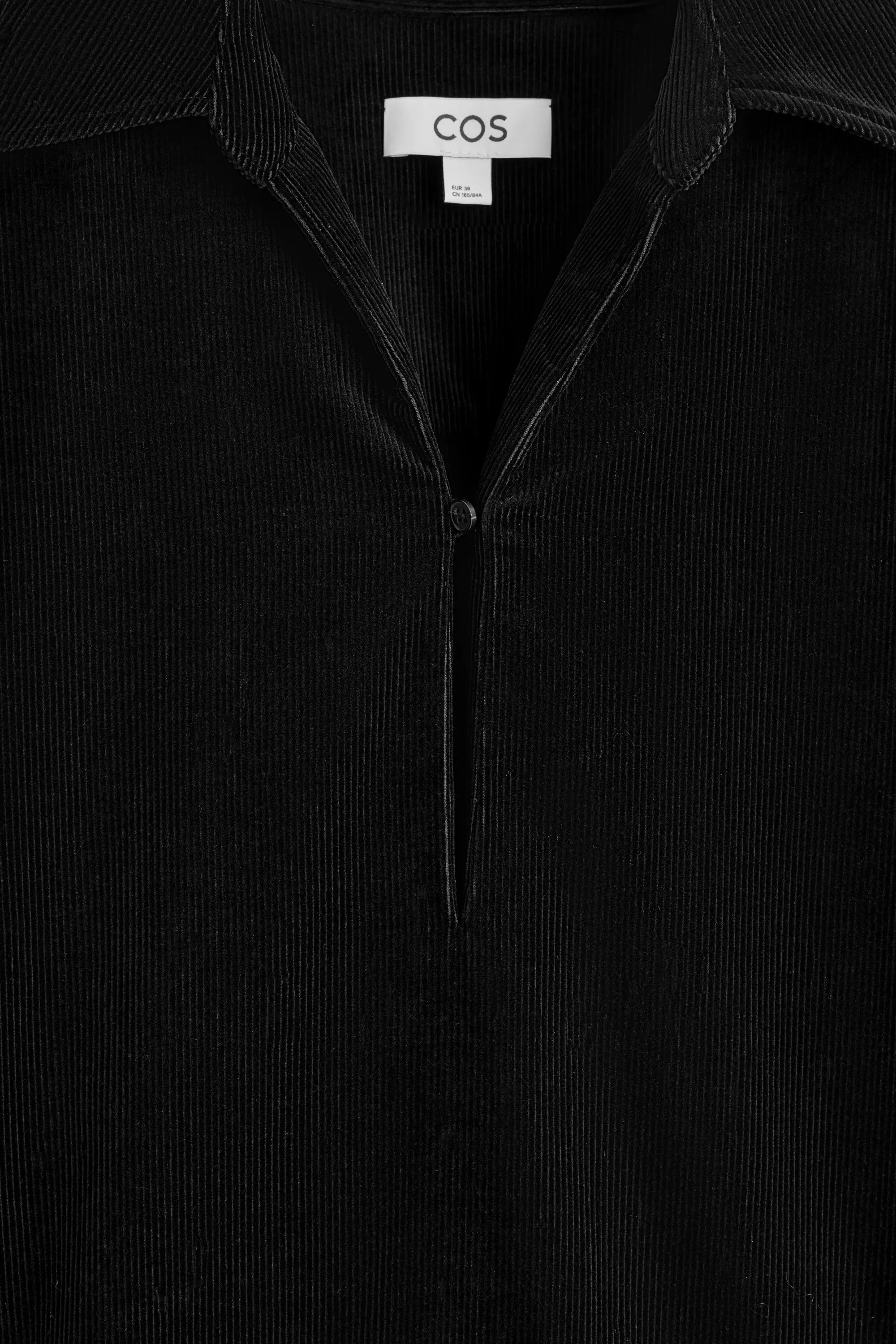 ROBE-CHEMISE COURTE EN VELOURS CÔTELÉ - NOIR