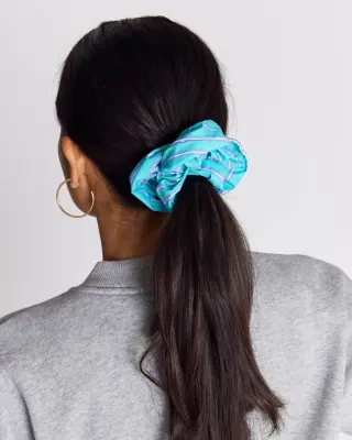 Chouchou Billy XL rayures turquoise — photo 1