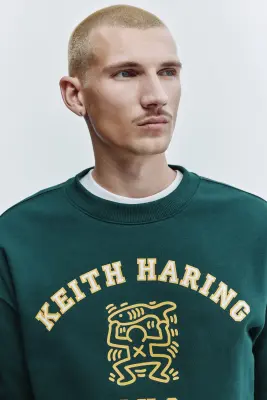 Sweat imprimé Oversized Fit - Vert/Keith Haring — photo 1