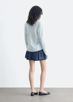 Pull en laine mérinos à encolure en V plongeante - Bleu clair — photo 5