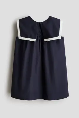 Cotton sailor dress - Bleu marine — photo 4