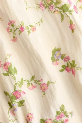 MAMA Robe d'allaitement avec bretelles à nouer - Crème/fleuri — photo 3