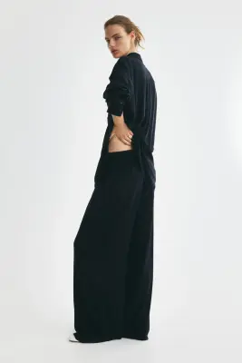 Pantalon loose en viscose - Bleu marine — photo 1