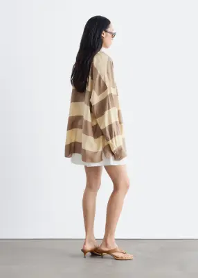 Chemise oversize - Beige/Rayures — photo 4