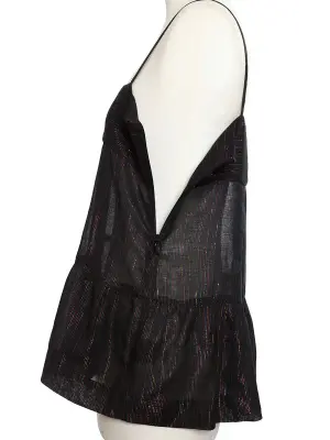 Débardeur à fines bretelles en coton noir imprimé paillettes multi-color Taille 38 — photo 4