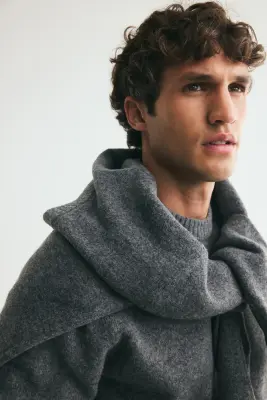 Pull Regular Fit à la finition brossée - Gris foncé chiné — photo 2