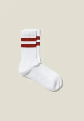 Les chaussettes côtelées - Rayures terracotta