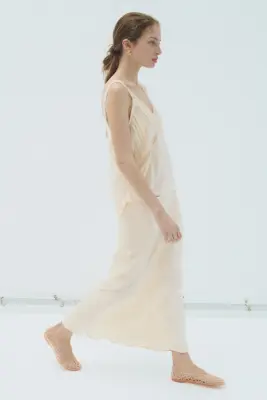 Slip skirt en viscose mélangée - Beige clair — photo 2