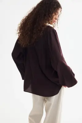 Blouse avec détail à nouer - Bordeaux — photo 3