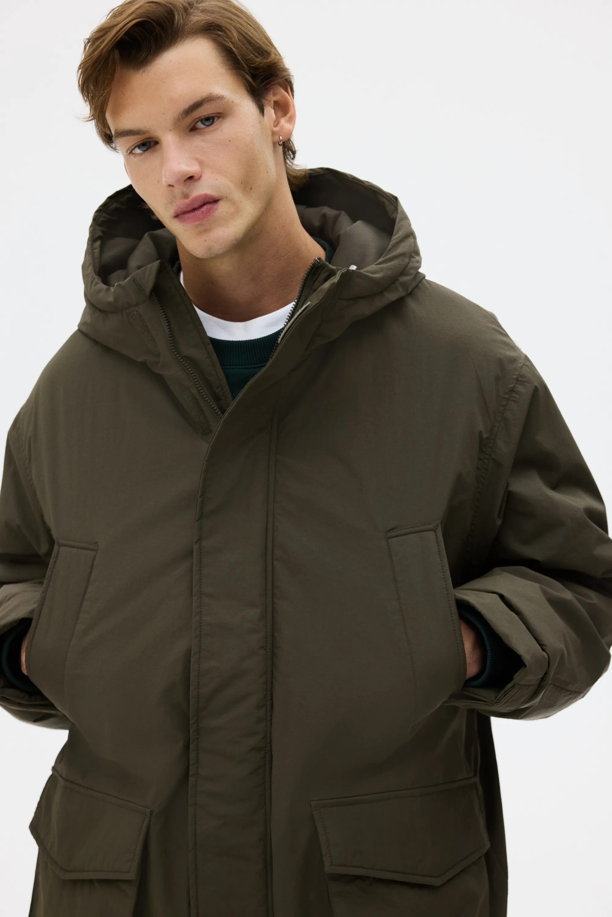 Parka déperlante matelassée - Vert kaki foncé
