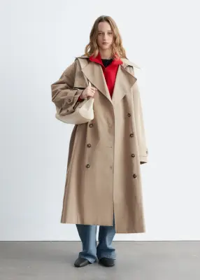 Trench-coat croisé oversize - Beige — photo 2