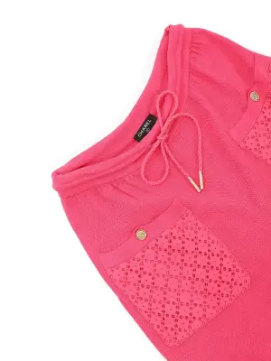 Pantalon taille haute évasée rose bonbon poches broderie anglaise Prix boutique 3200€ Taille 34 — photo 4