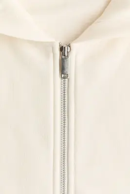 Veste à capuche zippée - Crème — photo 4