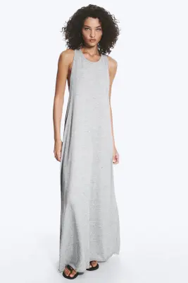 Robe longue dos nageur - Gris poudré chiné — photo 2