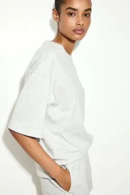 T-shirt loose - Gris clair chiné — photo 1