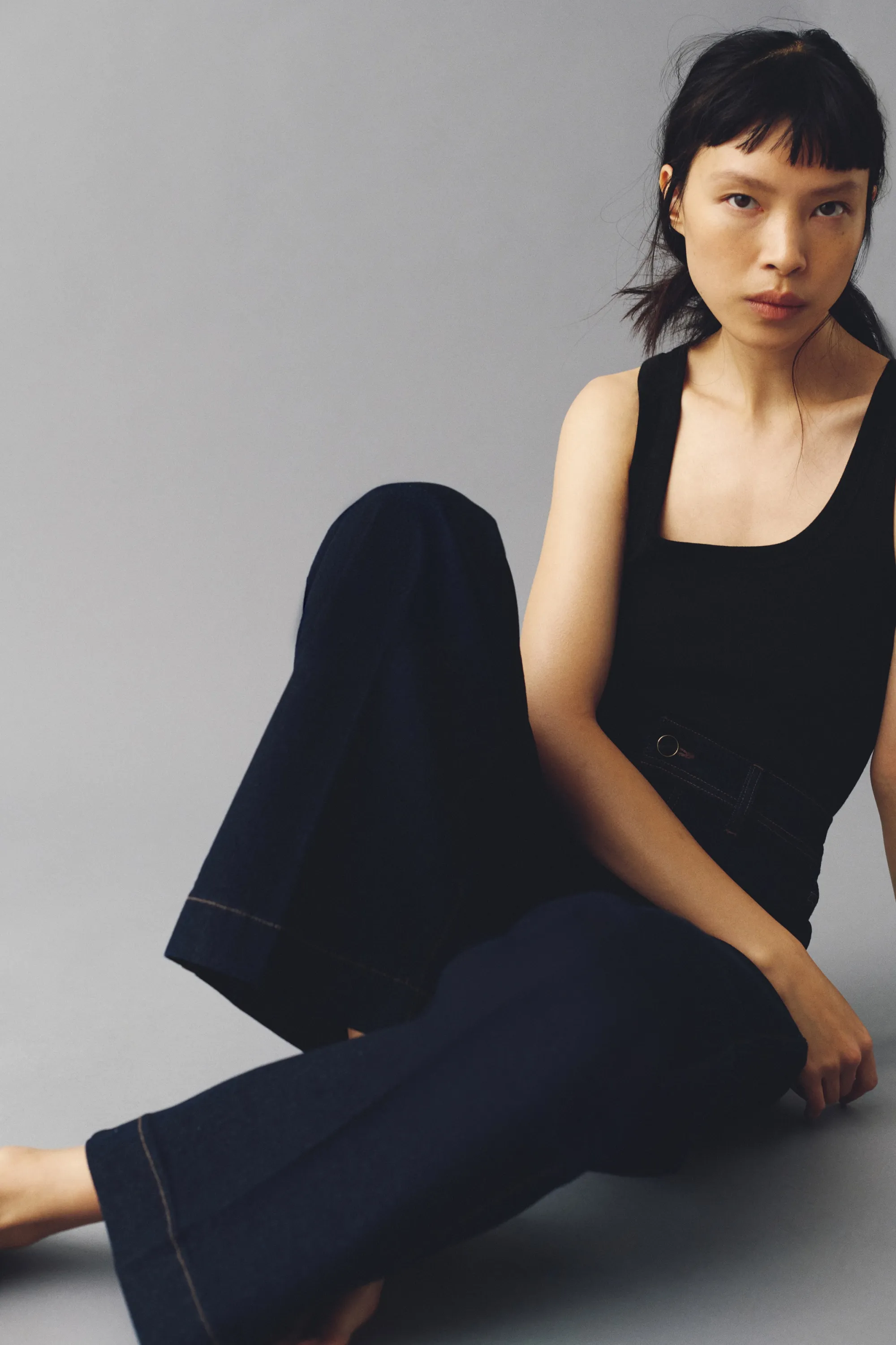 Wide High Jeans - Bleu denim foncé