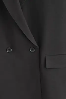 BLAZER CROISÉ À DOUBLURE CONTRASTÉE - NOIR — photo 5