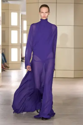 ROBE LONGUE DRAPÉE À COL MONTANT - VIOLET — photo 1