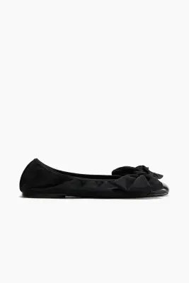 Ballerines avec nœud - Noir — photo 2