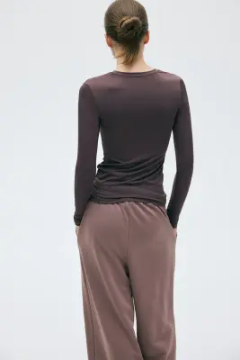 Top à manches longues en microfibre - Violet ancien foncé — photo 3