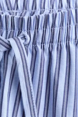 MAMA Pantalon à cordon en coton - Bleu clair/rayé — photo 4