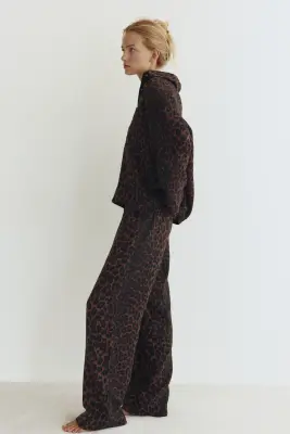 Pyjama en mousseline de coton - Marron foncé/imprimé léopard — photo 3