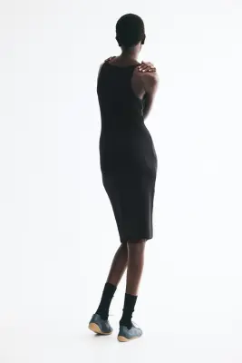 Robe moulante en coton - Noir — photo 2