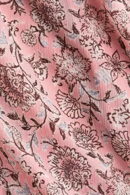 Robe froissée avec boutons - Rose/fleuri — photo 4
