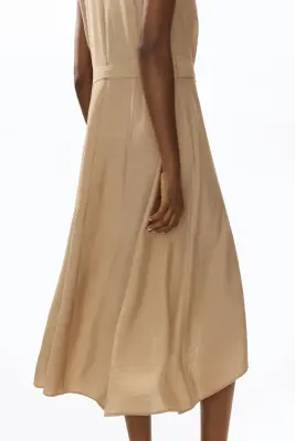 Robe chemise avec ceinture à nouer - Beige — photo 3