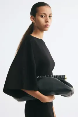 Robe midi à effet drapé - Noir — photo 3