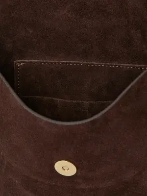 Sac bandoulière en cuir suédé - Marron foncé — photo 3