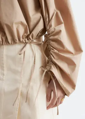 Blouse sculpturale à cordon de serrage - Beige — photo 1