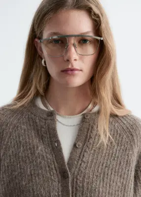 Mohair-Blend Cardigan - Taupe foncé — photo 3