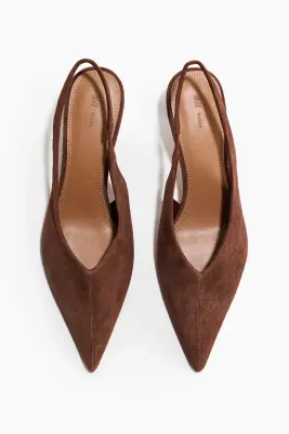 Escarpins en cuir avec talon kitten heel - Marron — photo 1
