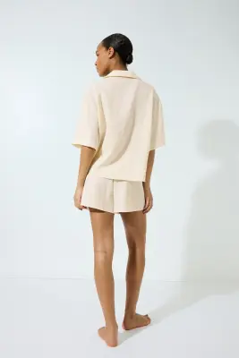 Chemise avec broderie anglaise - Jaune clair — photo 1