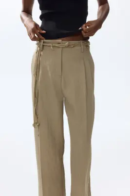 Pantalon 7/8 en twill - Beige — photo 1