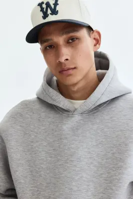 Hoodie Loose Fit en scuba - Gris chiné — photo 1