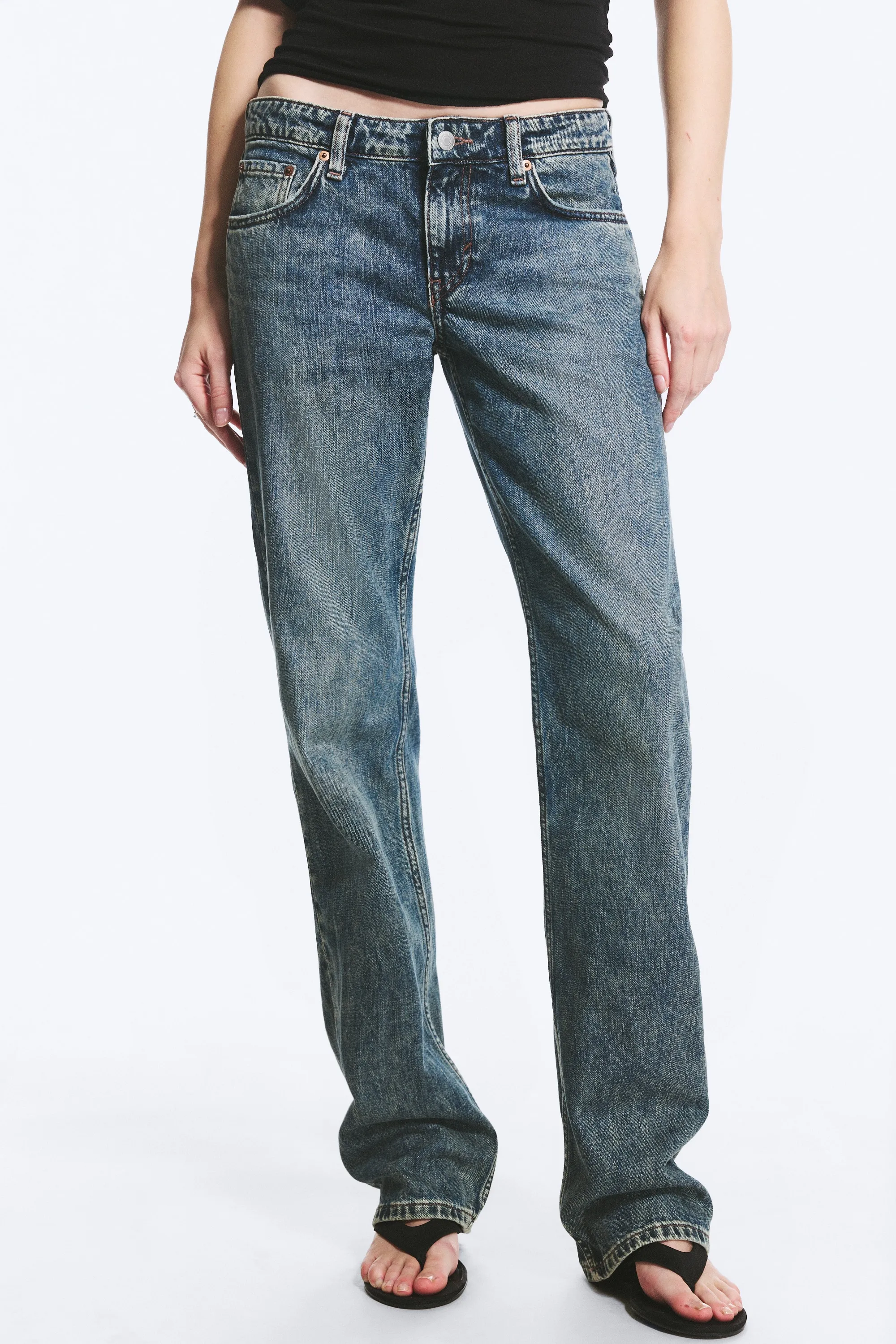 Jean droit standard taille basse Arrow - Second Blue – Bleu moyen