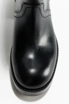Bottes en cuir de hauteur mi-mollet - Noir — photo 5