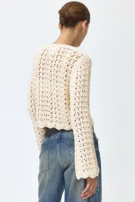 Top façon crochet avec application - Crème — photo 2