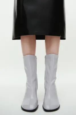 Bottines à talon bloc - Gris clair — photo 1