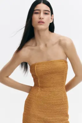 Robe bandeau façon crochet - Jaune — photo 1