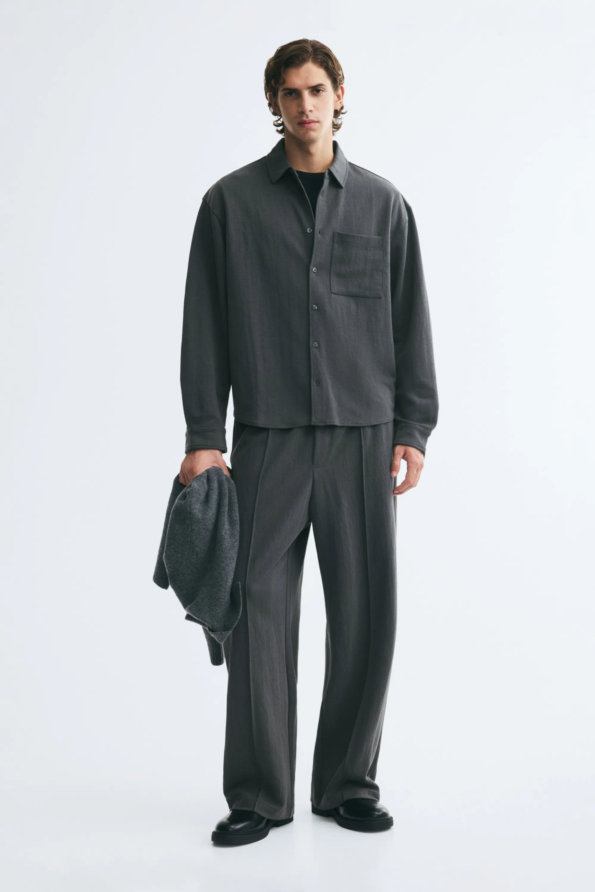 Chemise Relaxed Fit en jersey - Gris foncé